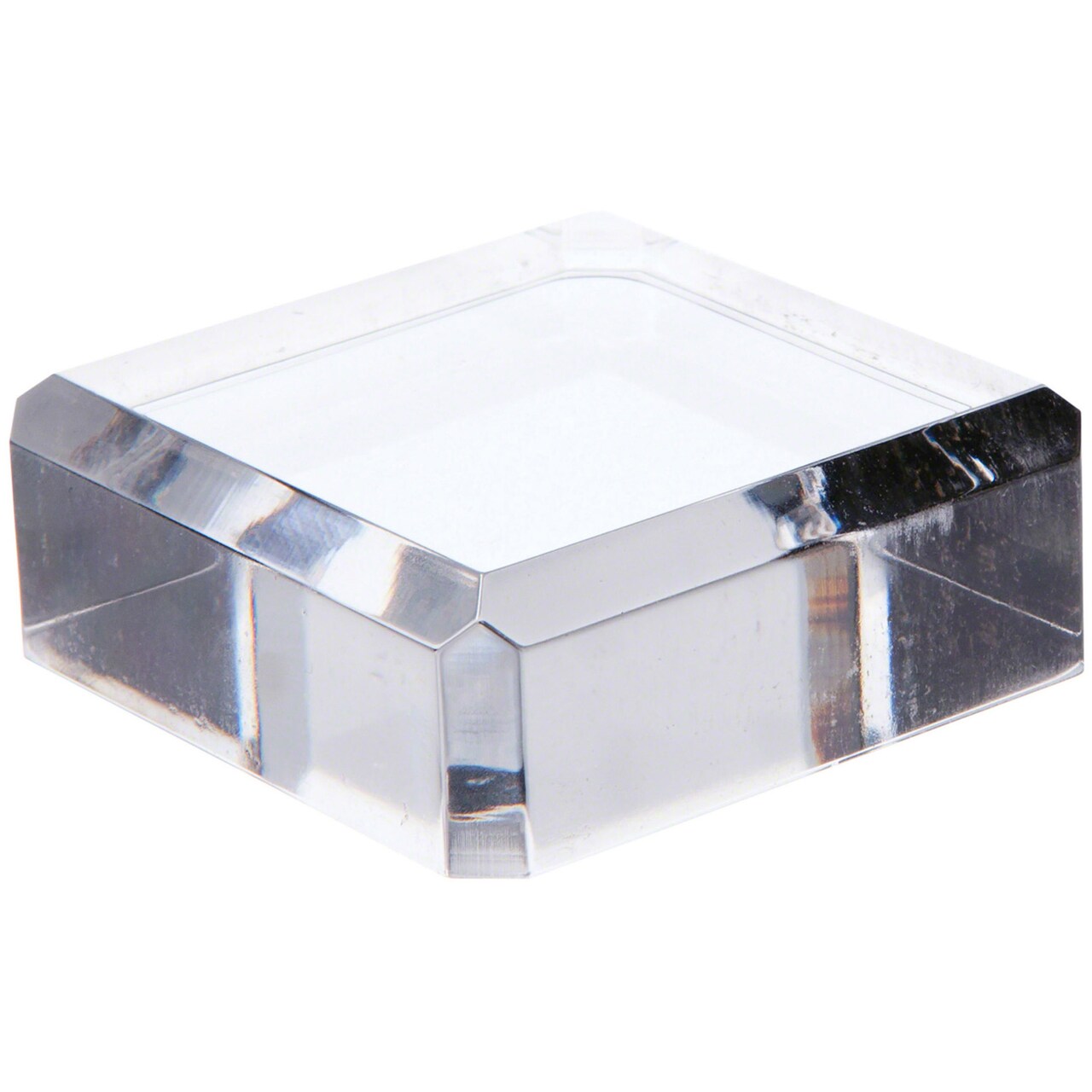 Plymor Clear Acrylic Beveled Corner-Cut Display Base, 2" W x 2" D x 0.75" H